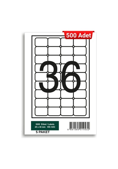 Herboy Hb-1453 45 X 30 Mm A4 Baskılı Laser Etiket 500 Adet