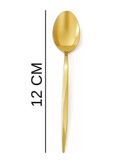 6'lı Gold Paslanmaz Çelik Çay Kaşığı Parlak Altın Renk Modern Karıştırma Kaşığı Altın