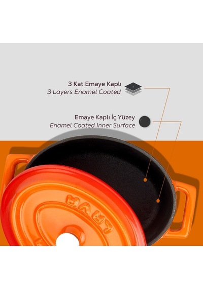 Metal Oval Mini Tencere, Turuncu Çok Renkli