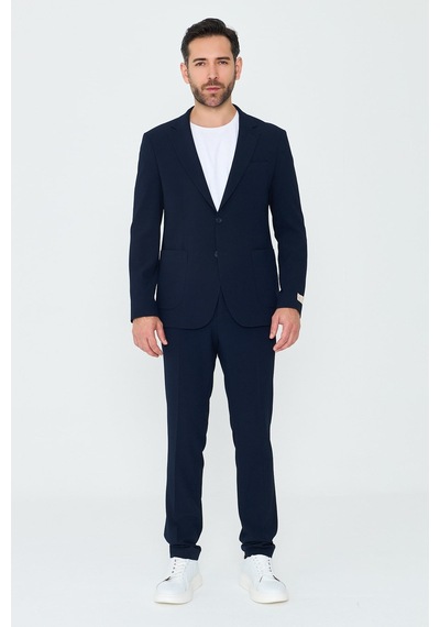 Lacivert Mono Yaka 6 Drop Regular Fit Jogger Takım Elbise Laci