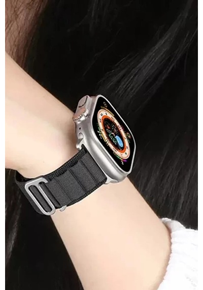 Newface Apple Watch Ultra 49mm Mountain Kordon - Siyah-turuncu