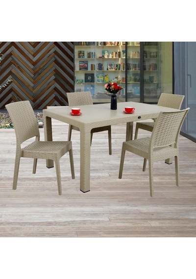 Depootoptan Mandella Elit Rattan 90 x 150 CM 4 Kişilik Elit Sandalye Masa Takımı C Depootoptan Mandella Elit Rattan 90 x 150 CM 4 Kişilik Elit Sandalye Masa Takımı C