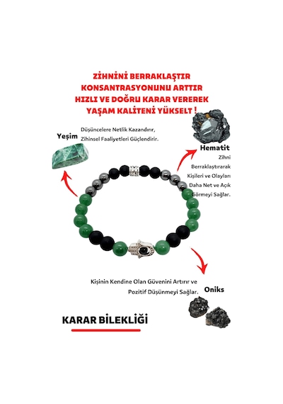 Gümüştel El Sanatları Sertifikalı Doğru Karar Verme Doğaltaş Unisex Tılsım Bilekliği Onix Hematit Yeşim Kadın Erkek Çok Renkli Gümüştel El Sanatları Sertifikalı Doğru Karar Verme Doğaltaş Unisex Tılsım Bilekliği Onix Hematit Yeşim Kadın Erkek Çok Renkli