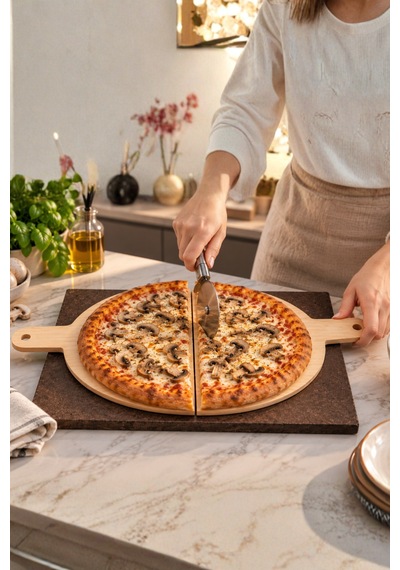 2'li Pizza Küreği Ahşap Lahmacun Küreği