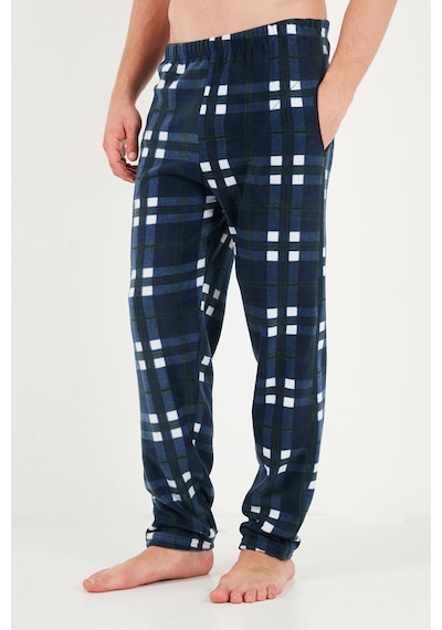 Buratti Lastikli Bel Düz Paça Yumuşak Dokulu Polar Pijama Altı Erkek Pijama Altı 6098001 Lacivert-yeşil