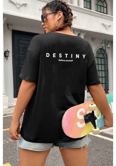 Unisex Destiny Baskılı T-shirt Siyah