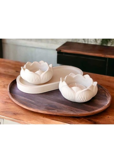 Bernami Mumluk Şamdanpinterest Dekoratif Salon Aksesuar - Oval Stand- Lotus Çiçek Mumluk Diğer