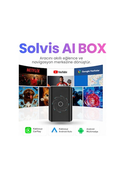 Solvis Box Kablosuz Carplay & Android Auto Multimedya Dönüştürücü