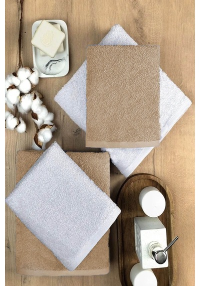 4 Lü Banyo Havlusu Takımı Soft Büyük Havlulu Pamuklu Havlu Seti 90x150 Cm Beyaz 001