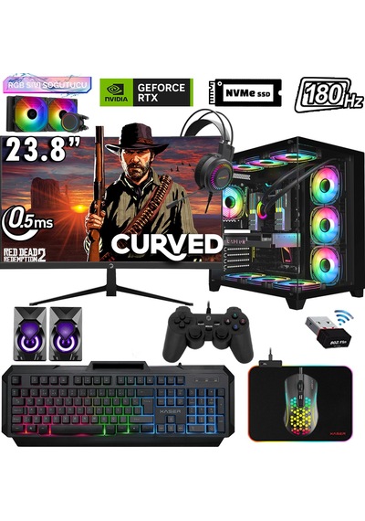 Xaser Sword X51 R7-5700X 32 GB 1 TB M.2 NVMe SSD RTX5060 23.8" Free Dos Masaüstü Oyuncu Bilgisayarı