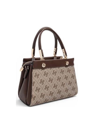Silver & Polo Silver Polo Koyu Bej - Kahve Monogram Kadın El Çantası Sp1292
