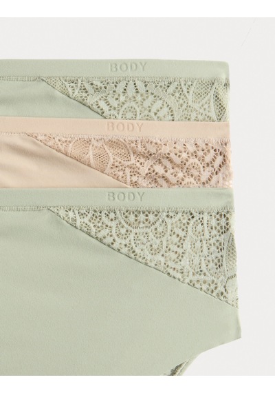 Marks & Spencer 3'lü Body Soft Brazilian Yüksek Bel Külot Seti Yeşil