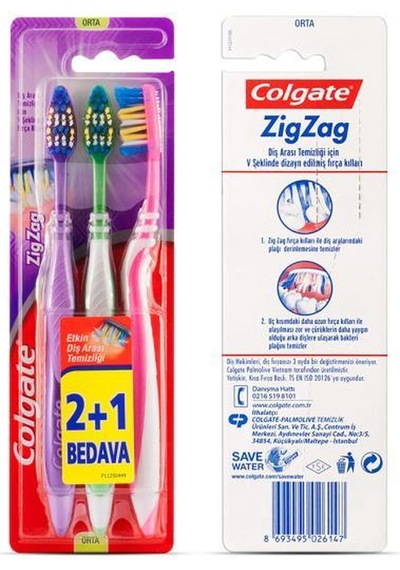 Colgate ZigZag 2+1 Diş Fırçası Medium
