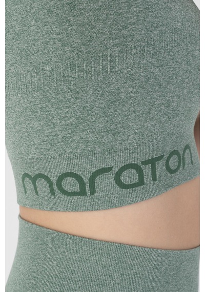 Maraton Slimfit Kadın Düz Yaka Açık Yeşil Melanj- Bra Açık Yeşil Melanj-