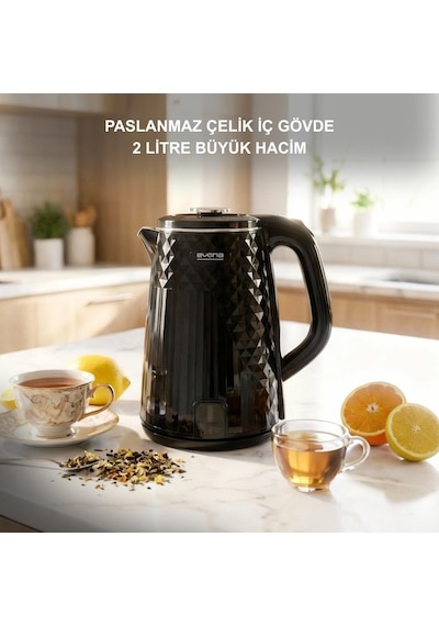 Evona Kettle Noctera Premium 1500 W Parlak Siyah Su Isıtıcısı