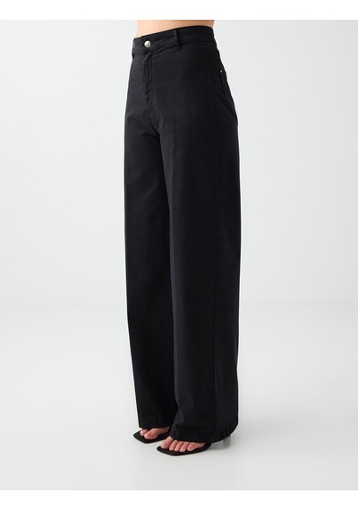 Jimmy Key Jimmy Key Siyah Normal Bel İspanyol Paça Dokuma Uzun Pantolon 6sw185482900