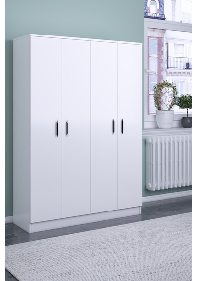 ABETEMOBİLYA Abete-4 Kapılı Beyaz Gardırop