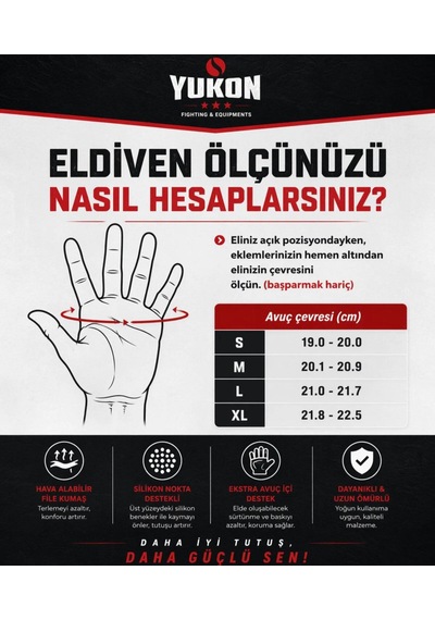 Yukon Kısa Bilek Sargılı Spor Bisiklet Fitness Eldiveni M Siyah