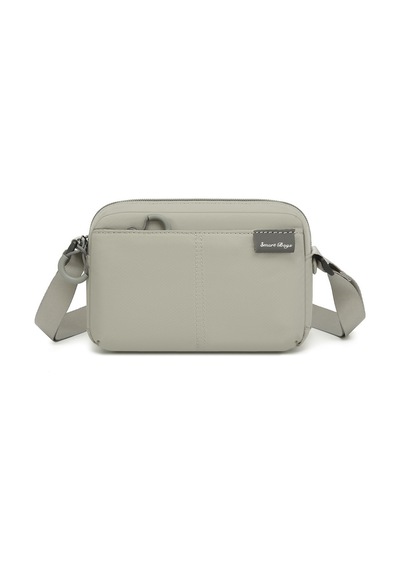 Smart Bags Açık Gri Hafif Kumaş Çok Cepli Küçük Boy Günlük Kadın Çapraz Çanta