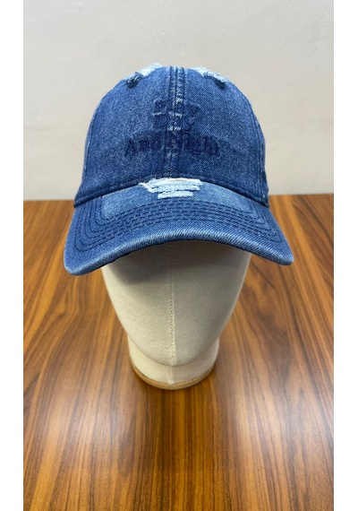 Denim Jean Kot Kumaş Vintage Yıkamalı Unisex Cap Şapka Indigo - Mavi