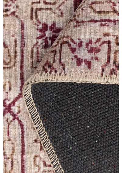 Artloop Relic Bordo Krem Vintage Klasik Madalyon Desenli Dokuma Tabanlı Şönil Halı Al 601