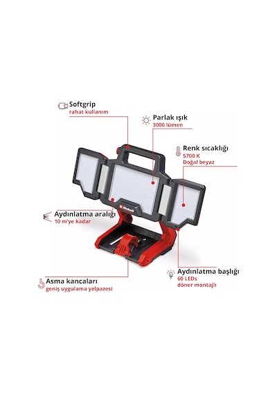 Einhell TP-CL 18/3000 Li Set - Solo Akülü Projektör (Tripod Takılabilir) (Akü ve Şarj Hariç) - 4514170