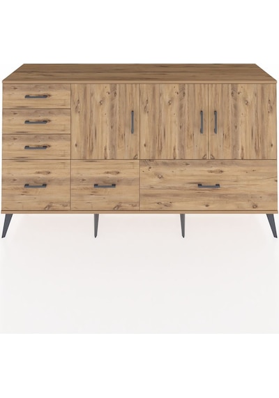 Kronos Konsol 4 Raflı 6 Çekmeceli 3 Kapaklı 176x59x99 Çam-çam Çam-çam