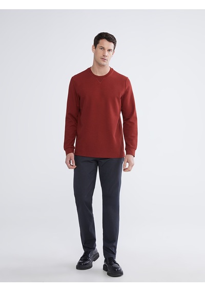 Lcwaıkıkı Classic Kahverengi Bisiklet Yaka Erkek Sweatshirt