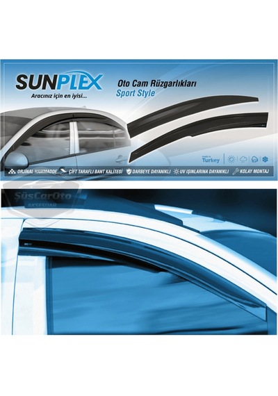 Sunplex Citroen C Elysee 2012-2023 Uyumlu Spor Cam Rüzgarlığı Seti Piano Black 4'lü Parlak Siyah 00 Şüscaroto Aksesuar