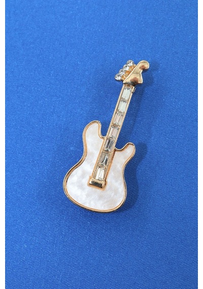 Sedef Gitar Broş. Yaka İğnesi Gitarlı Broş. Tasarım Gitar Broş. Erkek Broş. Kadın Broş. Gitar Broş. Gold