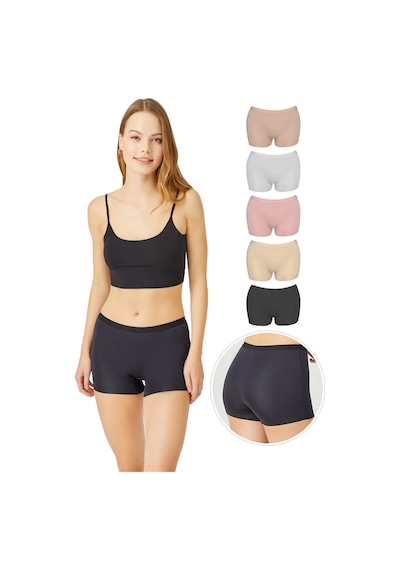 Cottonhill Basic Lazer Kesim Dikişsiz Kadın Boxer Külot 5'li Paket - Renkli-1 Çok Renkli