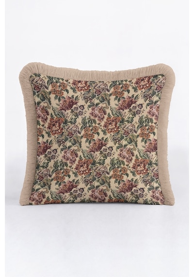 Lüks Vintage Çiçekli Saçaklı Yastık Kılıfı - Klasik Nostaljik Bej Püsküllü Kırlent Kılıfı Metalik Toprak Kiremit Lüks Vintage Çiçekli Saçaklı Yastık Kılıfı - Klasik Nostaljik Bej Püsküllü Kırlent Kılıfı Metalik Toprak Kiremit