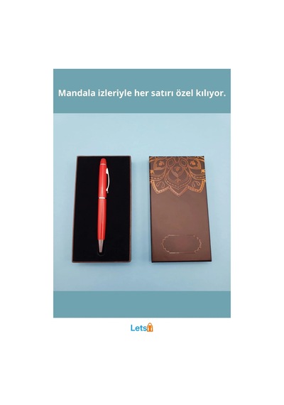 Mandala Desenli Kırmızı Touchpen Tükenmez Kalem Çok Renkli