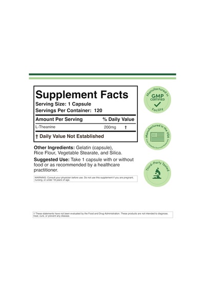 Double Wood L-theanine 200mg 120 Capsules Synergy With Magnesium