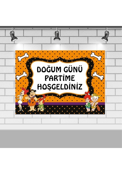 Taş Devri Tema Doğum Günü 100X140 Cm Taş Devri Tema Doğum Günü Ko