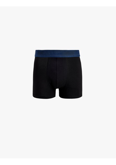 Koton Pamuklu Beli Baskı Detaylı 3 Lü Boxer Seti Siyah 7wlm90021mk