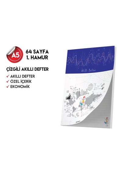 Çizgili Not Defteri 64 Sayfa Akıllı Defter Tekli A5 Tam Beyaz Tekli Koyu Mavi, Kırmızı, Turuncu, Kahverengi, Mavi, Yeşil
