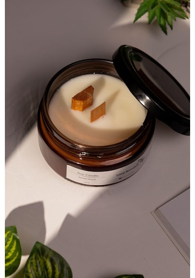 El Yapımı Sandal Ağacı Kokulu %100 Soya Wax Mumu 230ml-3181