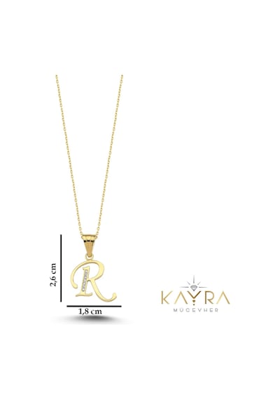 Kayra Mücevher R Harfi Altın Kolye Bm39