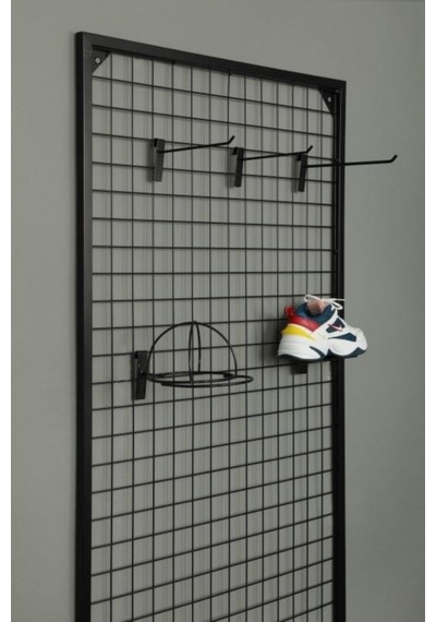 Rafburada Sık Telli Tel Raf - Tel Pano Stand, Duvar Askılığı 120x120 cm