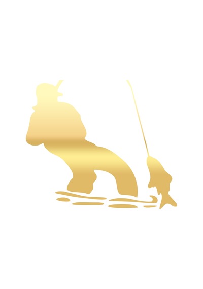 Balık Yakalayan Adam Sticker 17x17 Cm Gold