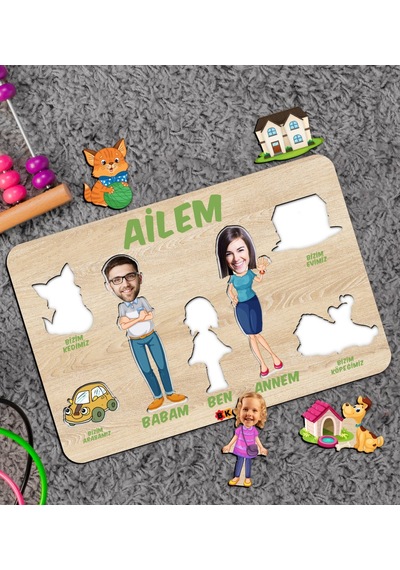 Bk Toys Çocuklara Özel Ailem Konseptli(3 Kişilik) Ahşap Eğitici Y