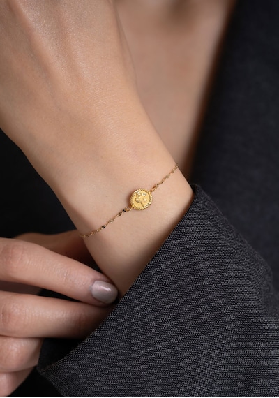 14 Ayar Altın Tuğra Aynalı Zincir Bileklik 1,6 Mm Sarı Altın