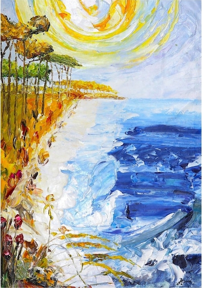 Yağlı Boya Tablo %100 El Yapımı 84cmx114cm Deniz Manzara