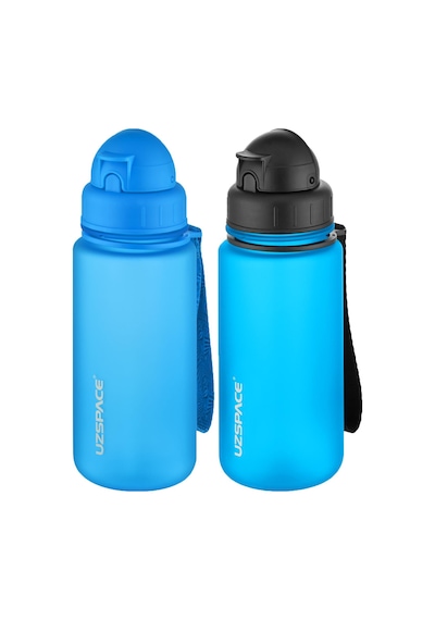 Uzspace 2'li Pipetli Tritan Matara Seti 400 Ml Fiftyfifty -3024seta Mavi-Turkuaz