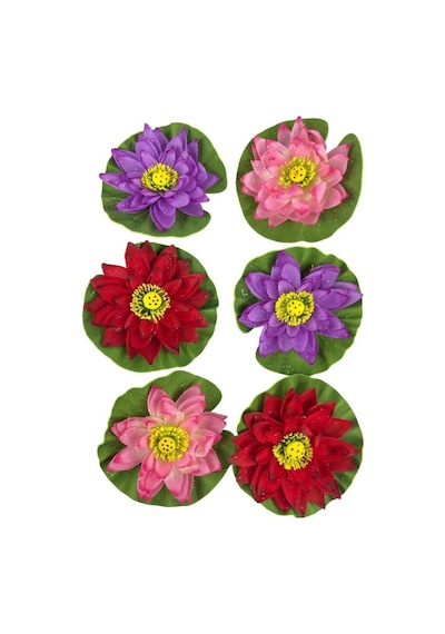 Yapay Çiçek Nilüfer Köpük Lotus Havuz Ve Akvaryum Dekoru 6Adet