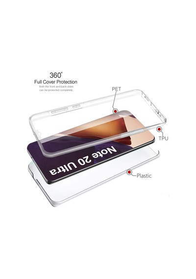 Teknomoda Samsung Galaxy Uyumlu Note 20 ULTRA 360 Kılıf Şeffaf Ön Arka Silikon