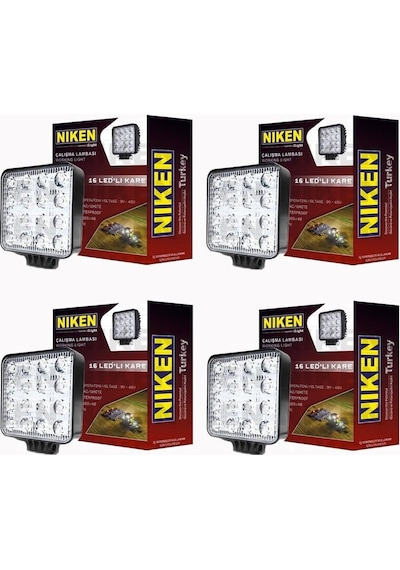 Niken 16 Led Kare Off Road Sis Farı Çalışma Lambası 4 Adet 12-24v