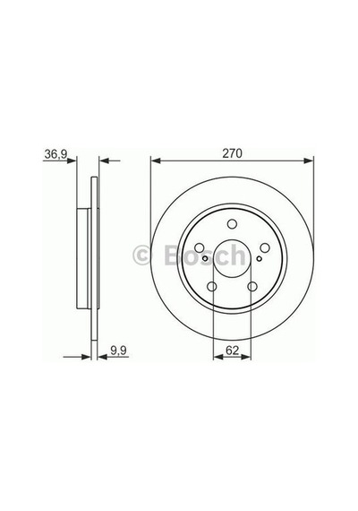 Bosch 0986479519 Arka Fren Diski Aynası Düz Toyota Auris 1.4 D4d 2007-2011 Corolla 1.4 D4d 2007-2011 270x5 4243102170