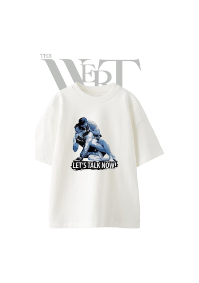 Thewert Mma Dovus Tasarım Baskılı Ünisex Beyaz Oversize T-shirt
